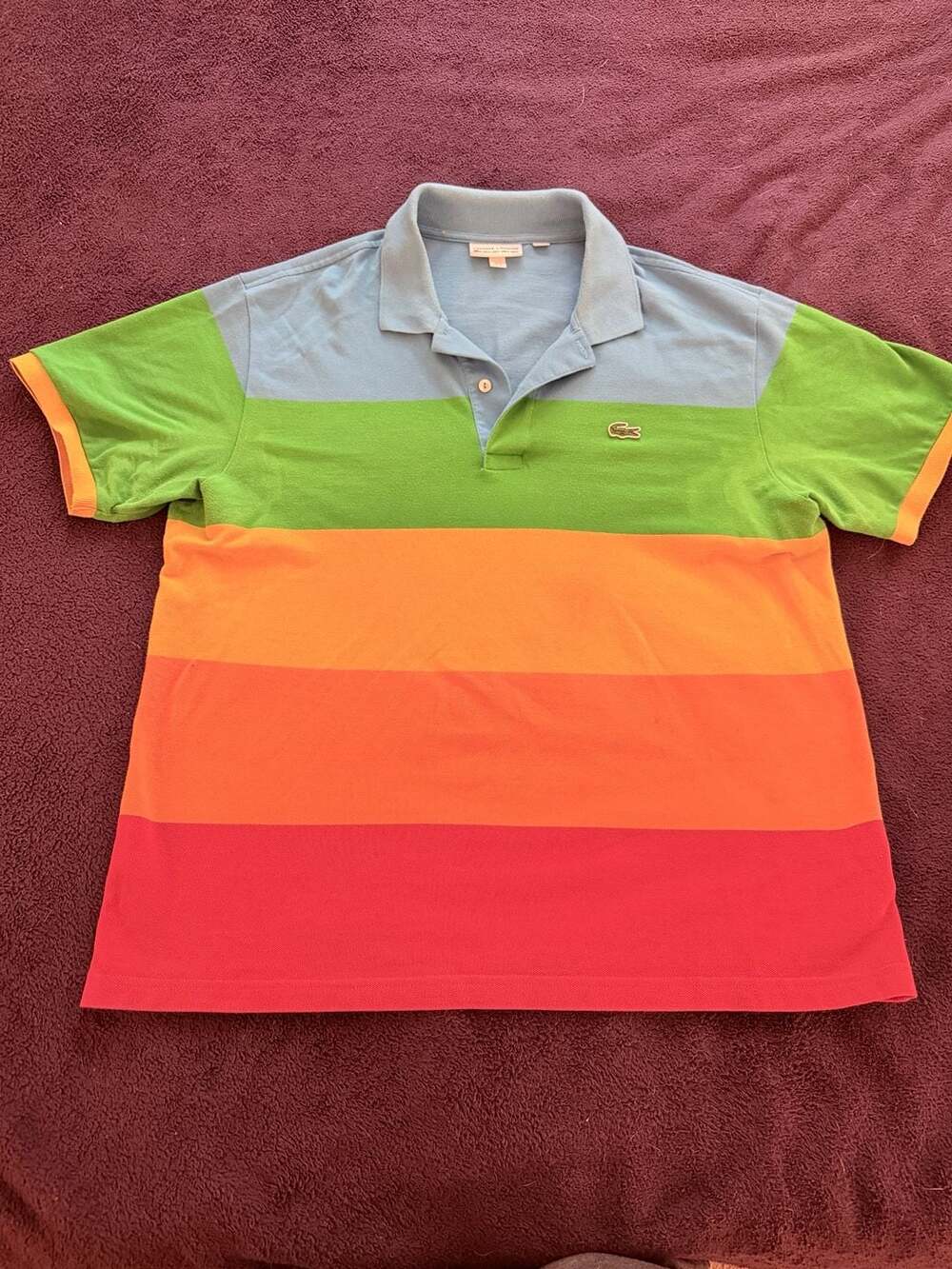 Lacoste x Polaroid Rainbow Stripe Short Sleeve Polo Shirt Multi US XL